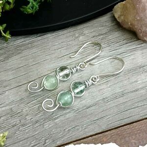 Rainbow Fluorite Crystal Dangle Earrings, Gemstone Jewelry, 2"